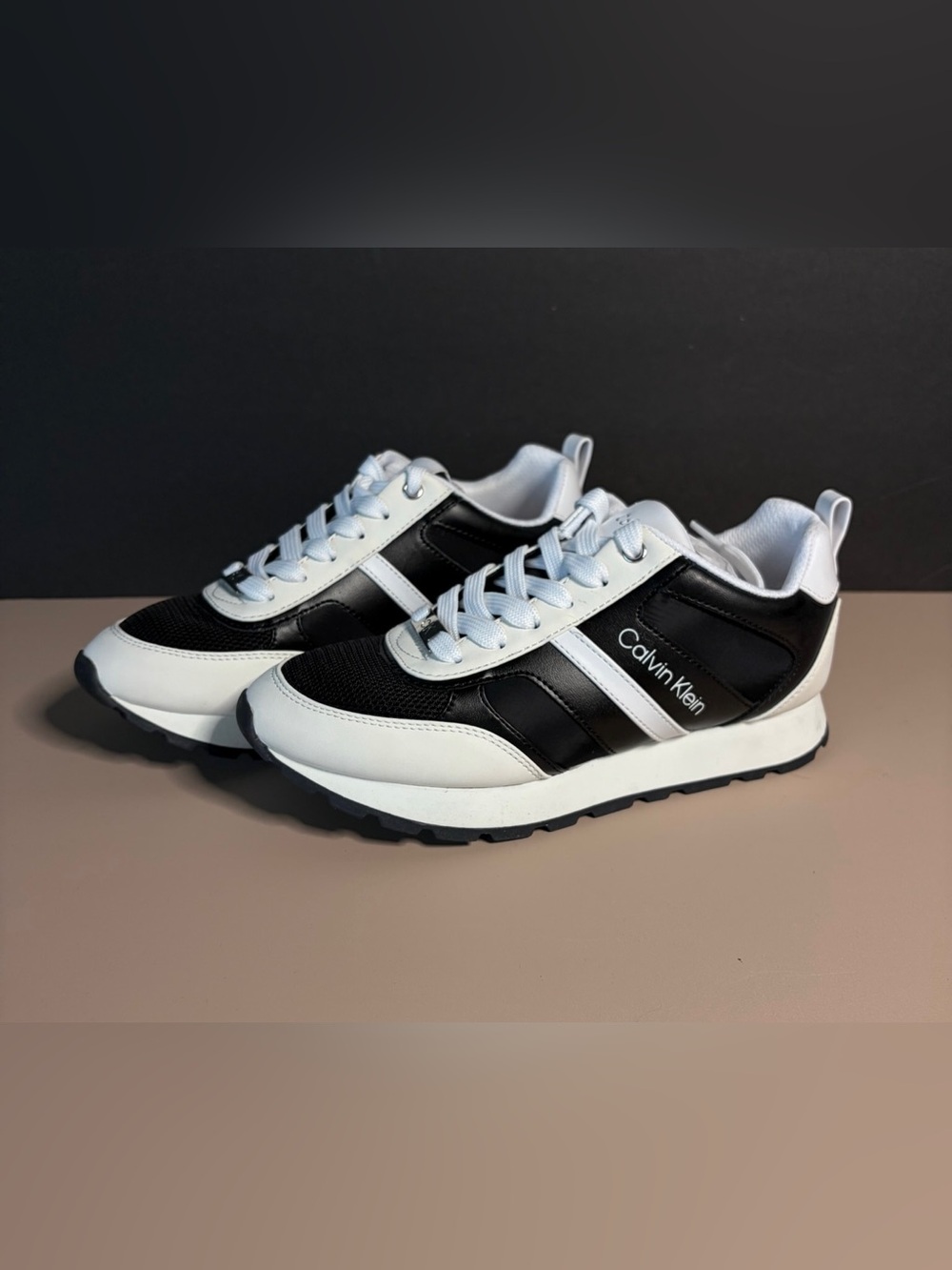 Calvin Klein Black and White Retro Runner Sneakers